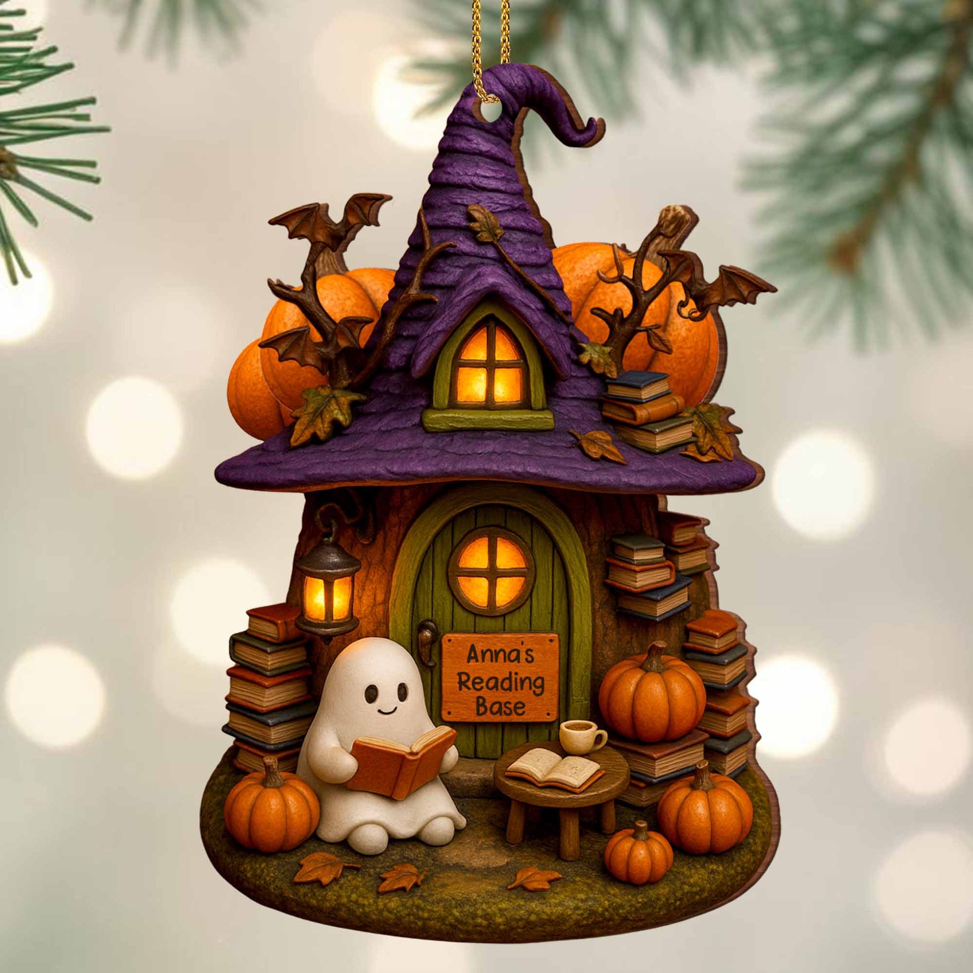 Cozy Witch Hat And Ghost Reading