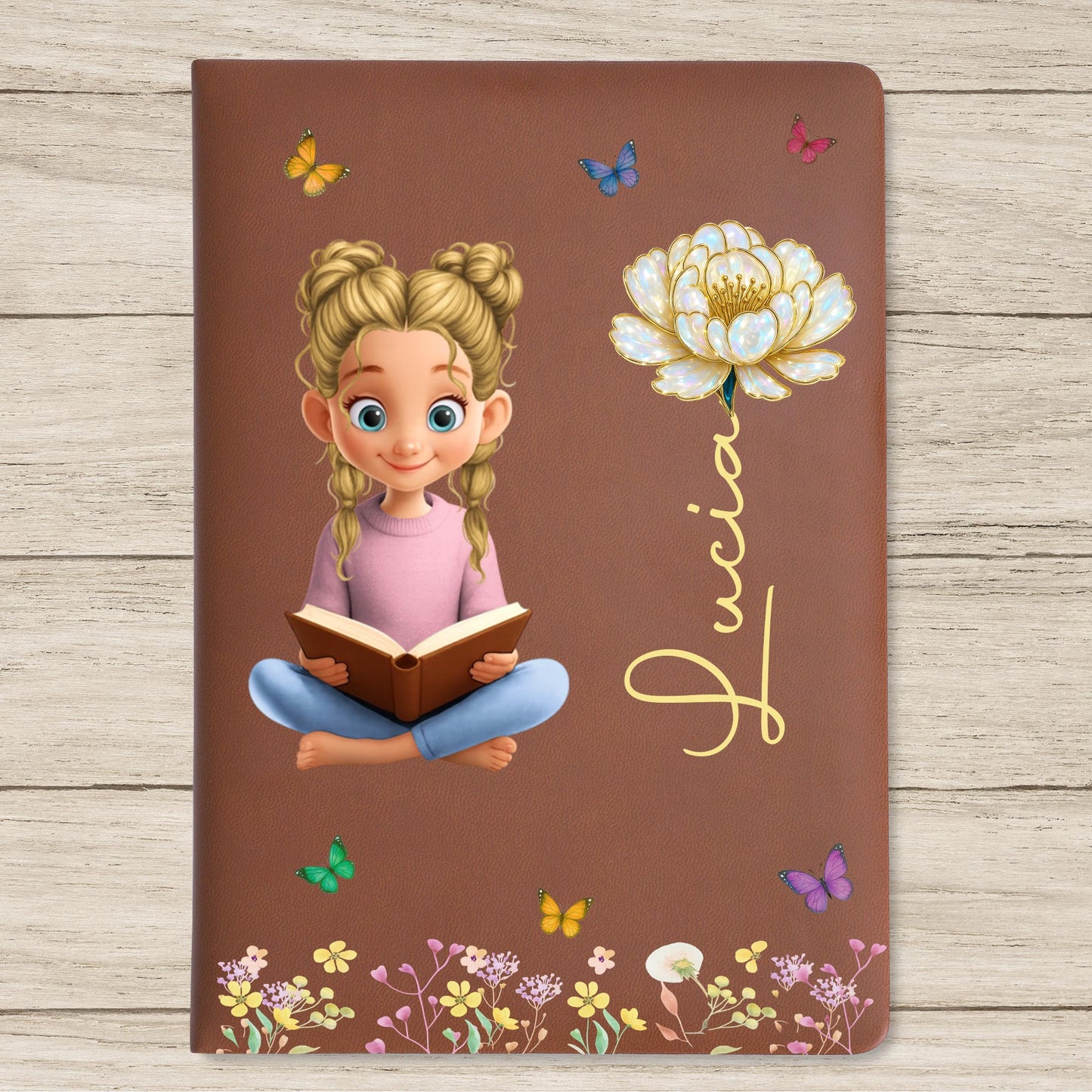 Reading Girl Surrounded By Flowers And Butterflies