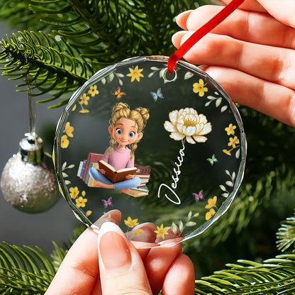 Charming Girl Reading Among Flowers And Butterflies