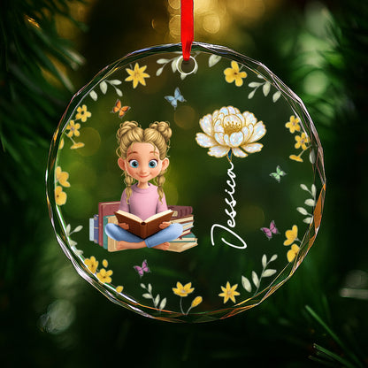 Charming Girl Reading Among Flowers And Butterflies