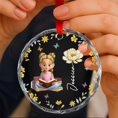 Charming Girl Reading Among Flowers And Butterflies