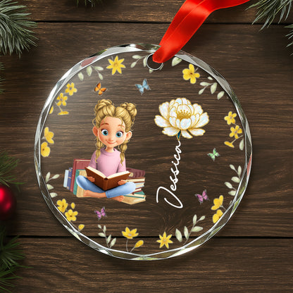 Charming Girl Reading Among Flowers And Butterflies