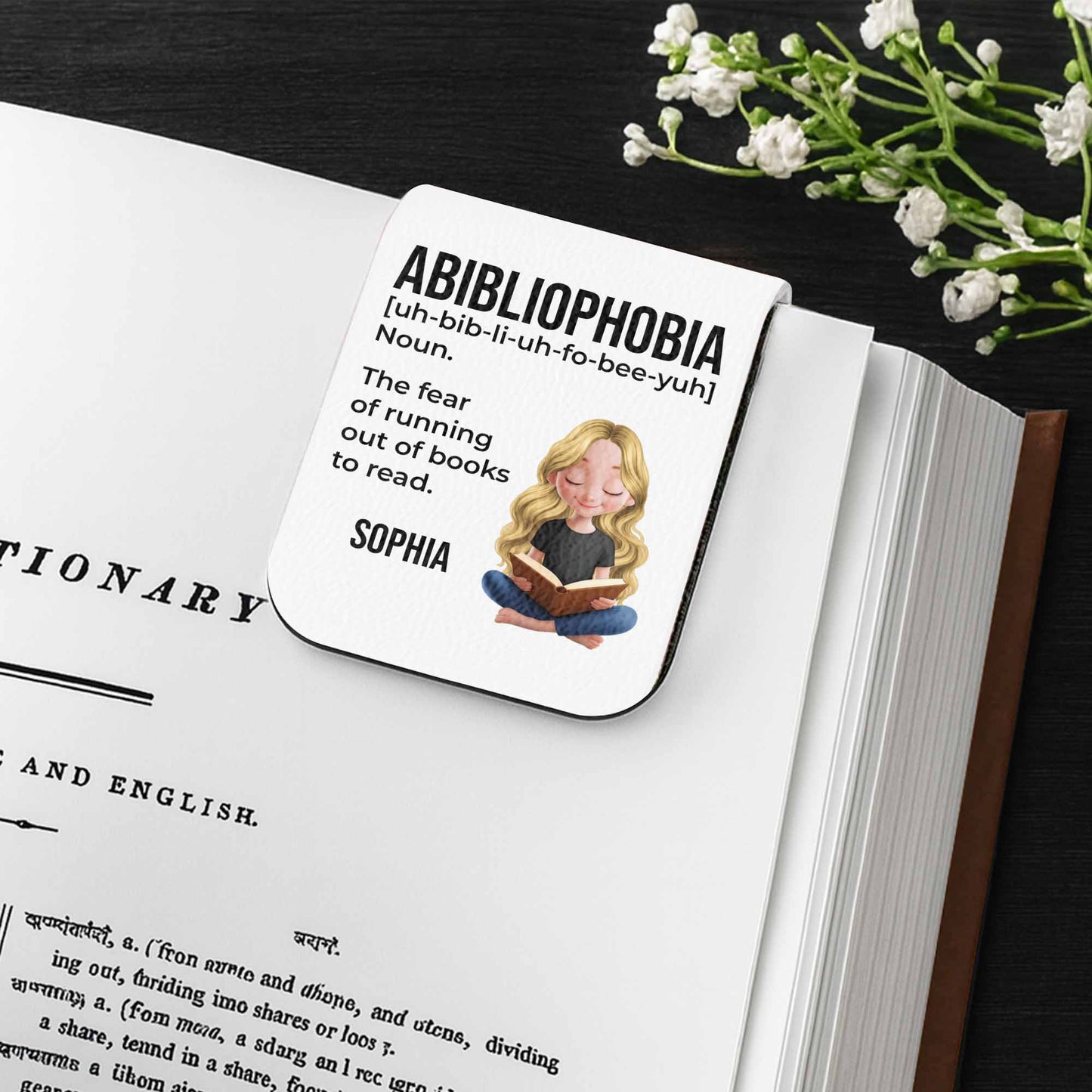 Abibliophobia The Fear Of Running Out Of Books To Read - Personalized Custom Leather Bookmark - BLV015_LBMARK