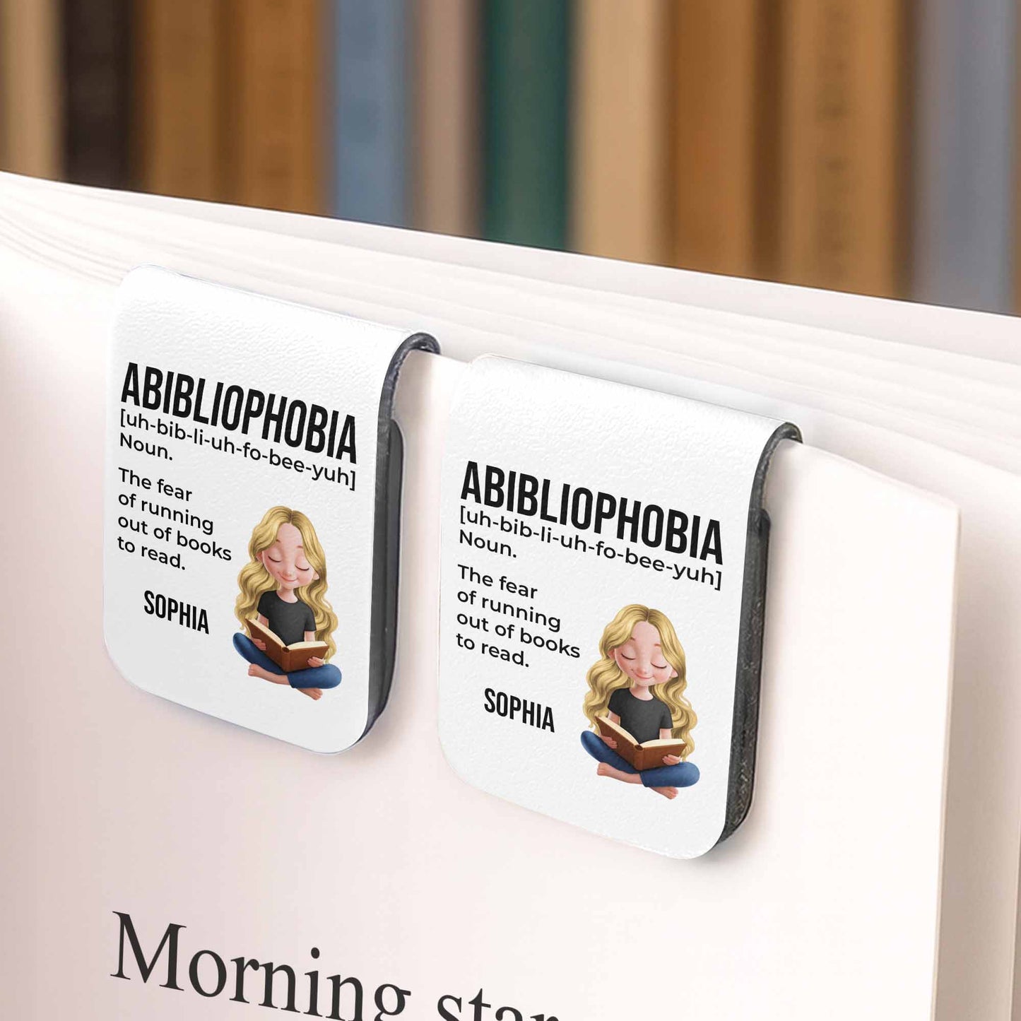 Abibliophobia The Fear Of Running Out Of Books To Read - Personalized Custom Leather Bookmark - BLV015_LBMARK