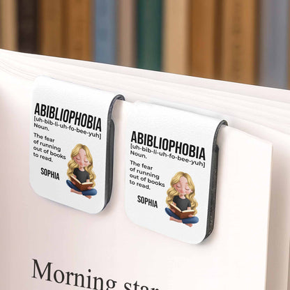 Abibliophobia The Fear Of Running Out Of Books To Read - Personalized Custom Leather Bookmark - BLV015_LBMARK
