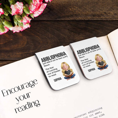 Abibliophobia The Fear Of Running Out Of Books To Read - Personalized Custom Leather Bookmark - BLV015_LBMARK