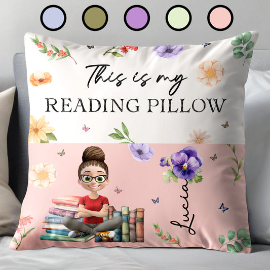 This Is My Reading Pillow With Books And Flowers