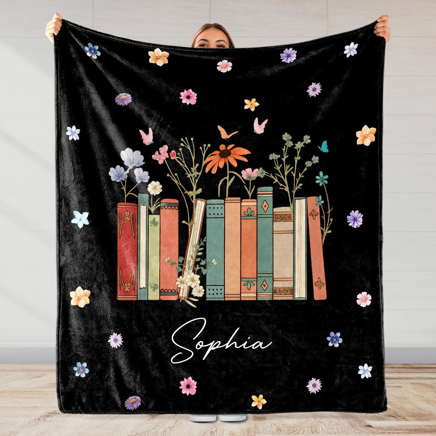 Add Your Message, A Cozy Companion For Every Book Lover With Flowers And Books