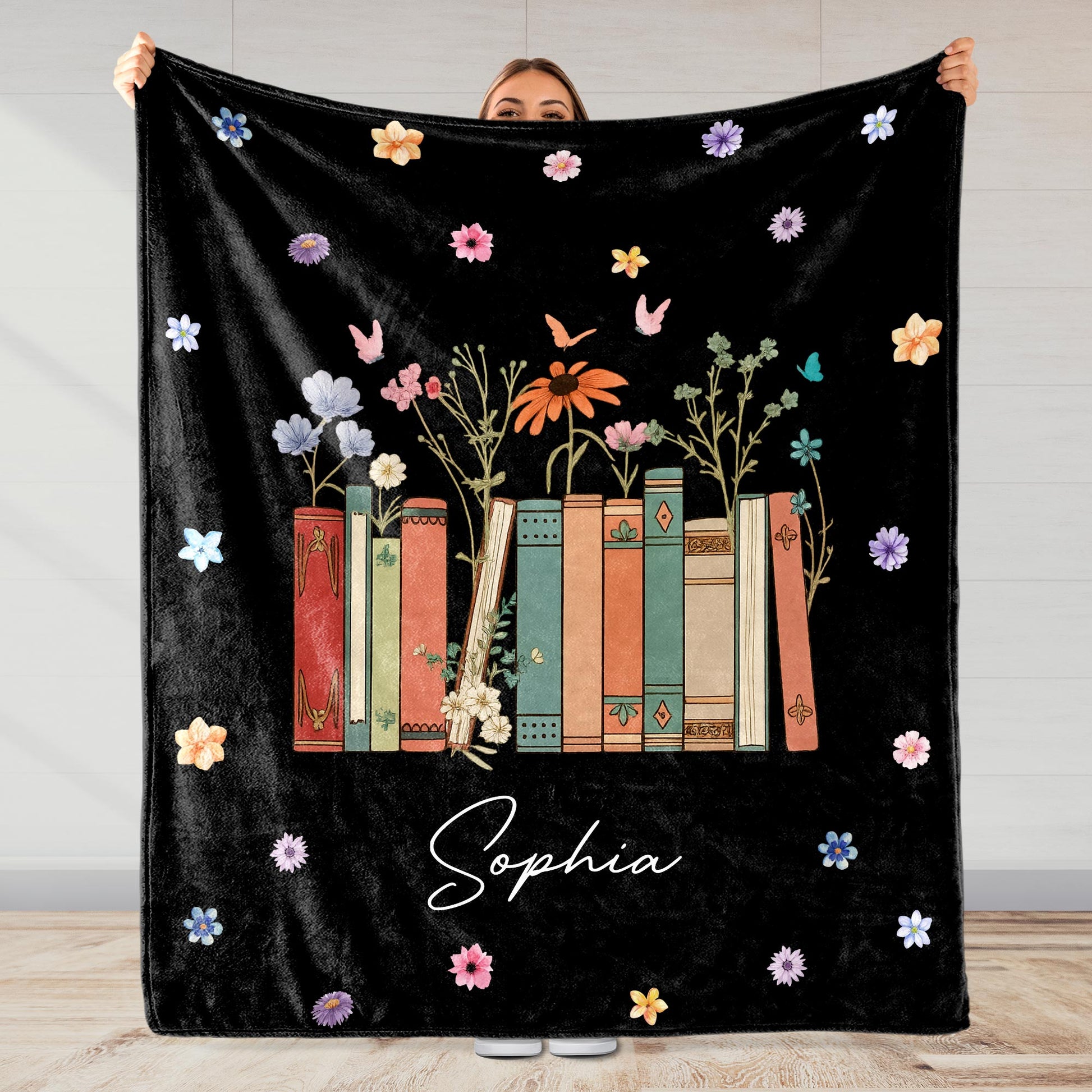 Add Your Message, A Cozy Companion For Every Book Lover With Flowers And Books