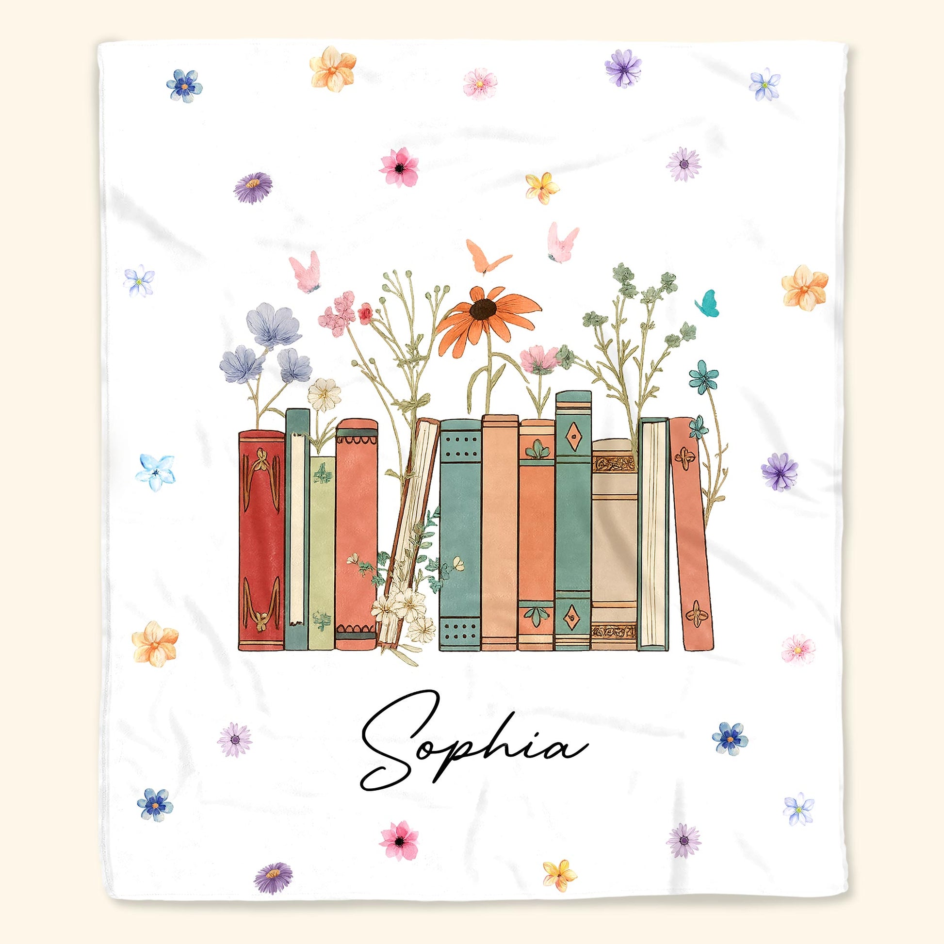 Add Your Message, A Cozy Companion For Every Book Lover With Flowers And Books