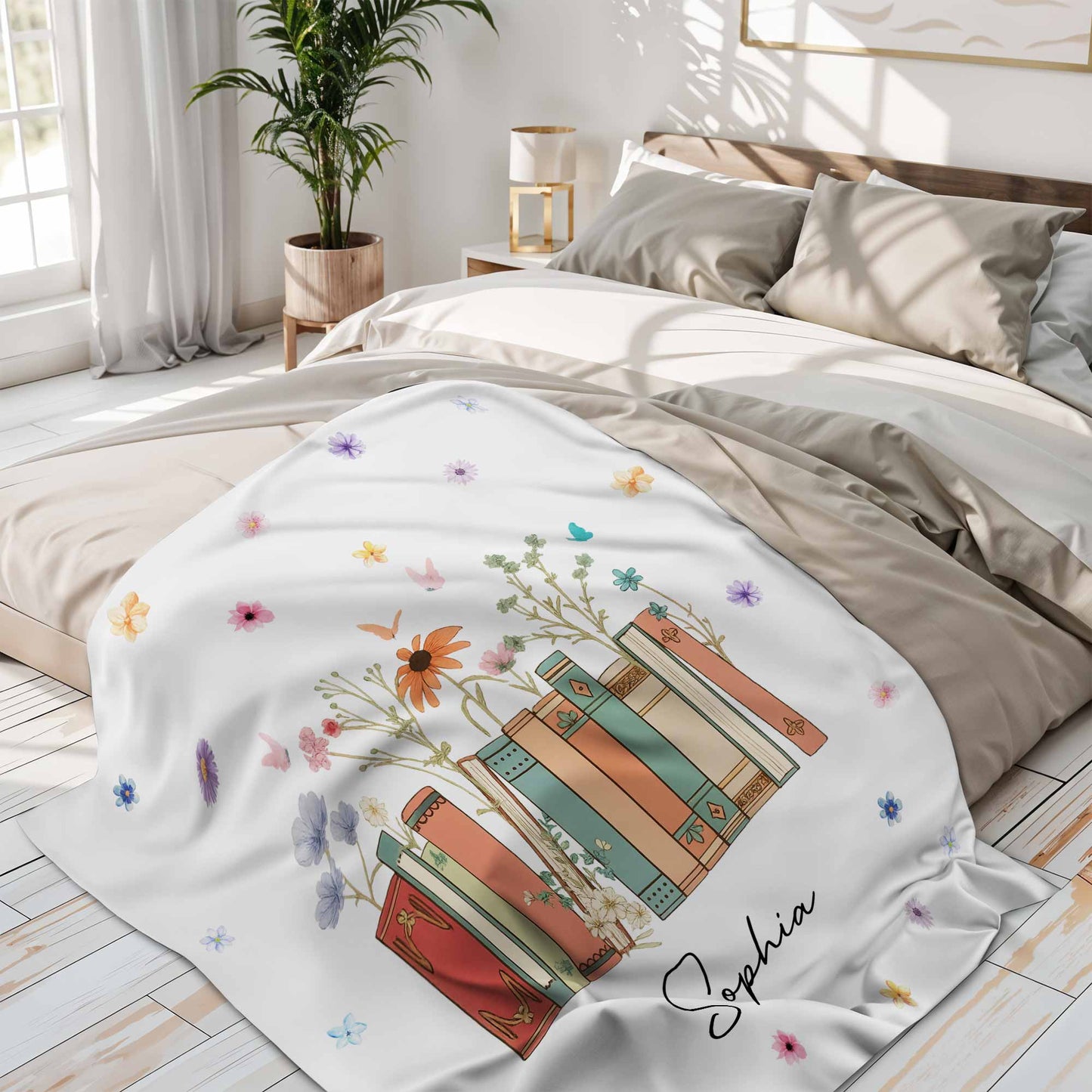 Add Your Message, A Cozy Companion For Every Book Lover With Flowers And Books