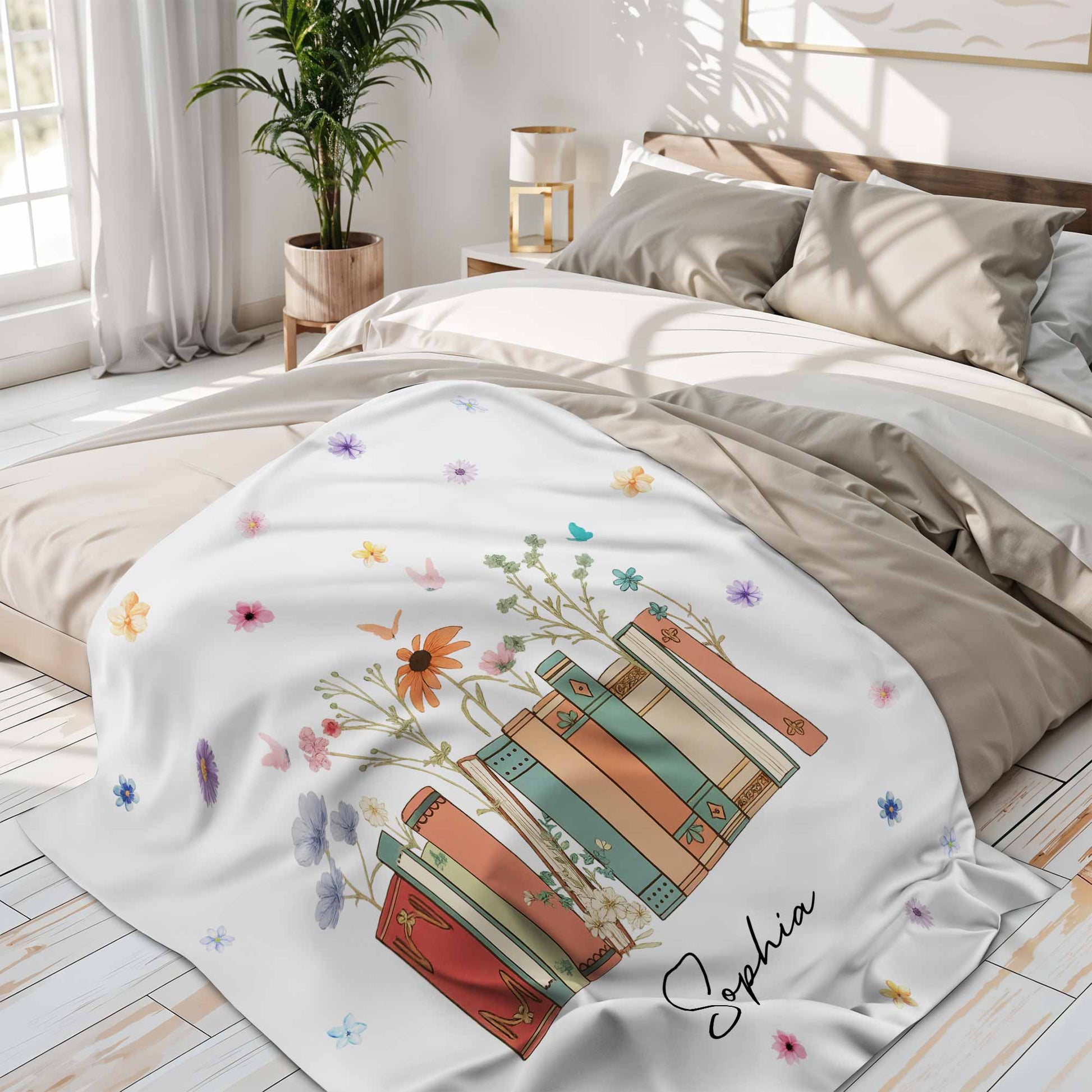 Add Your Message, A Cozy Companion For Every Book Lover With Flowers And Books