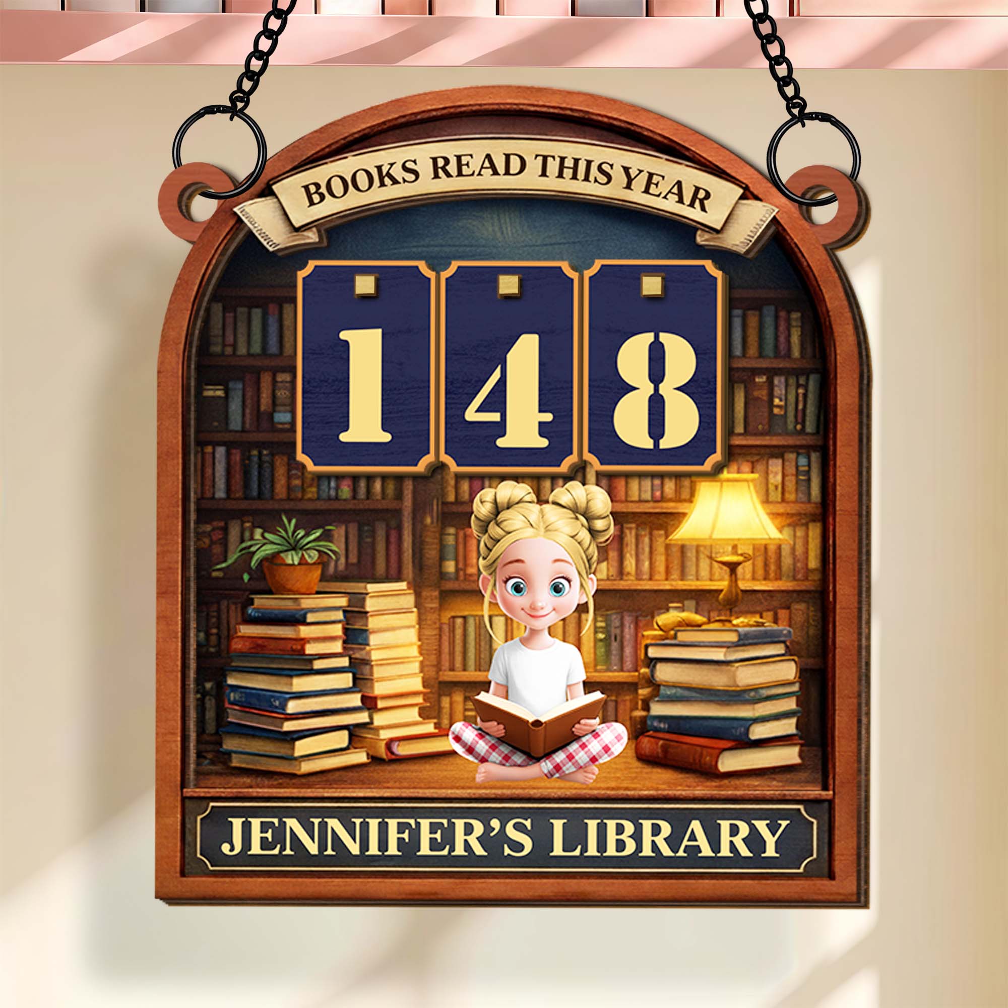 Books Read This Year Library Sign, Personalized Tracker, Gift For Book ...