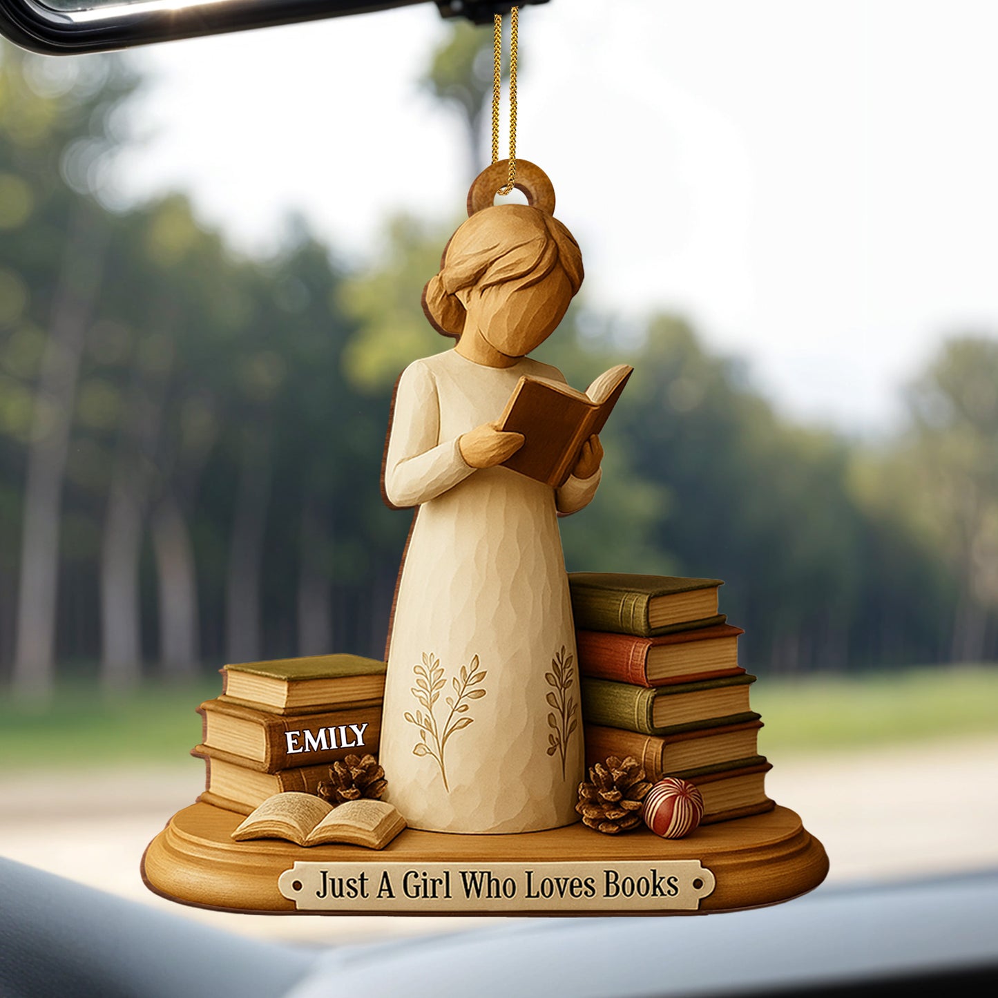 Just A Girl Who Loves Books Custom Wood Ornament
