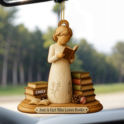 Just A Girl Who Loves Books Custom Wood Ornament