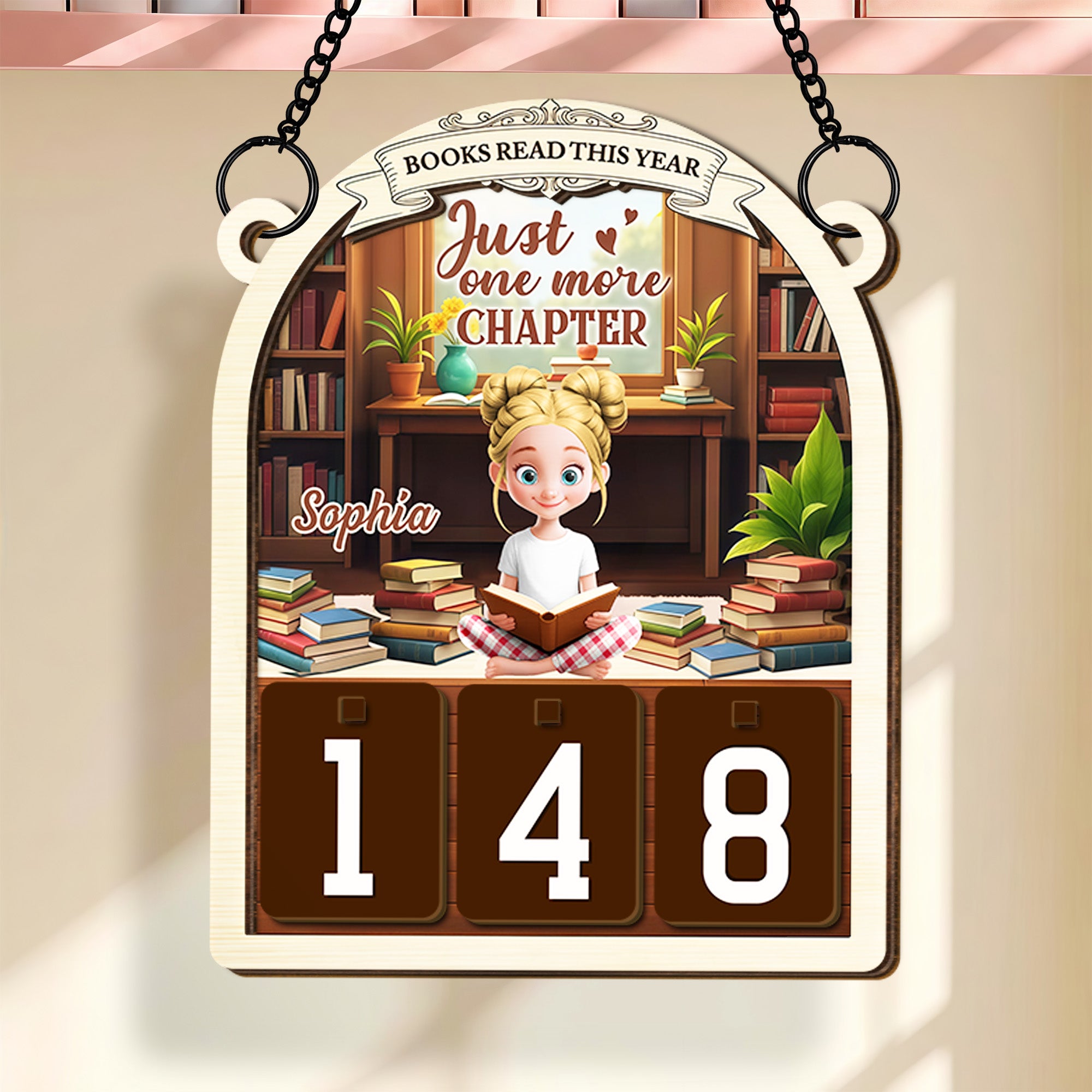 Just One More Chapter Tracker Sign, Personalized Gift For Book Lovers ...