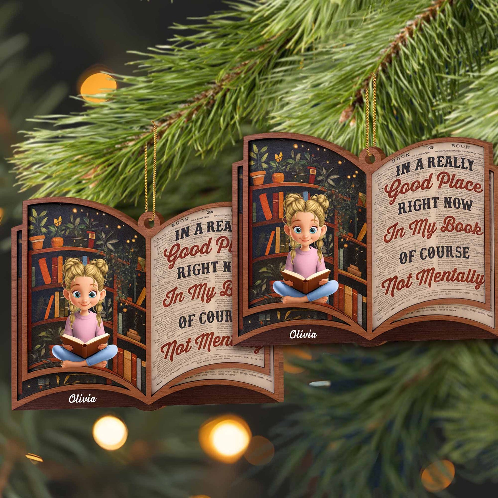 In A Really Good Place, Book And Girl Reading Ornament