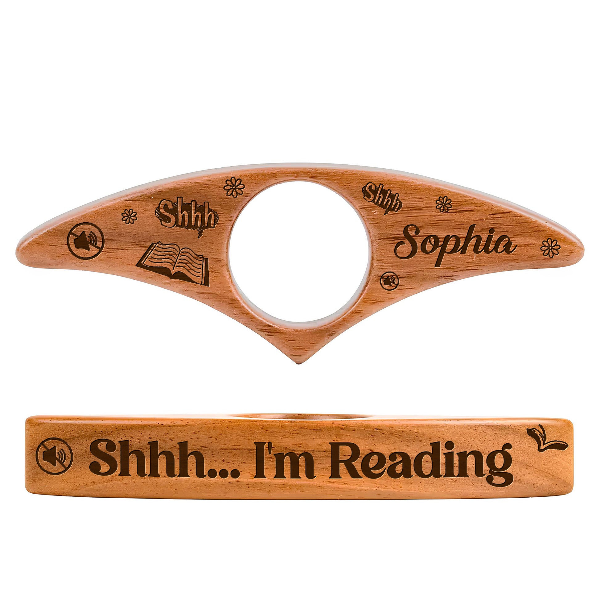 Shhh I'm Reading Engraved Wooden Page Holder