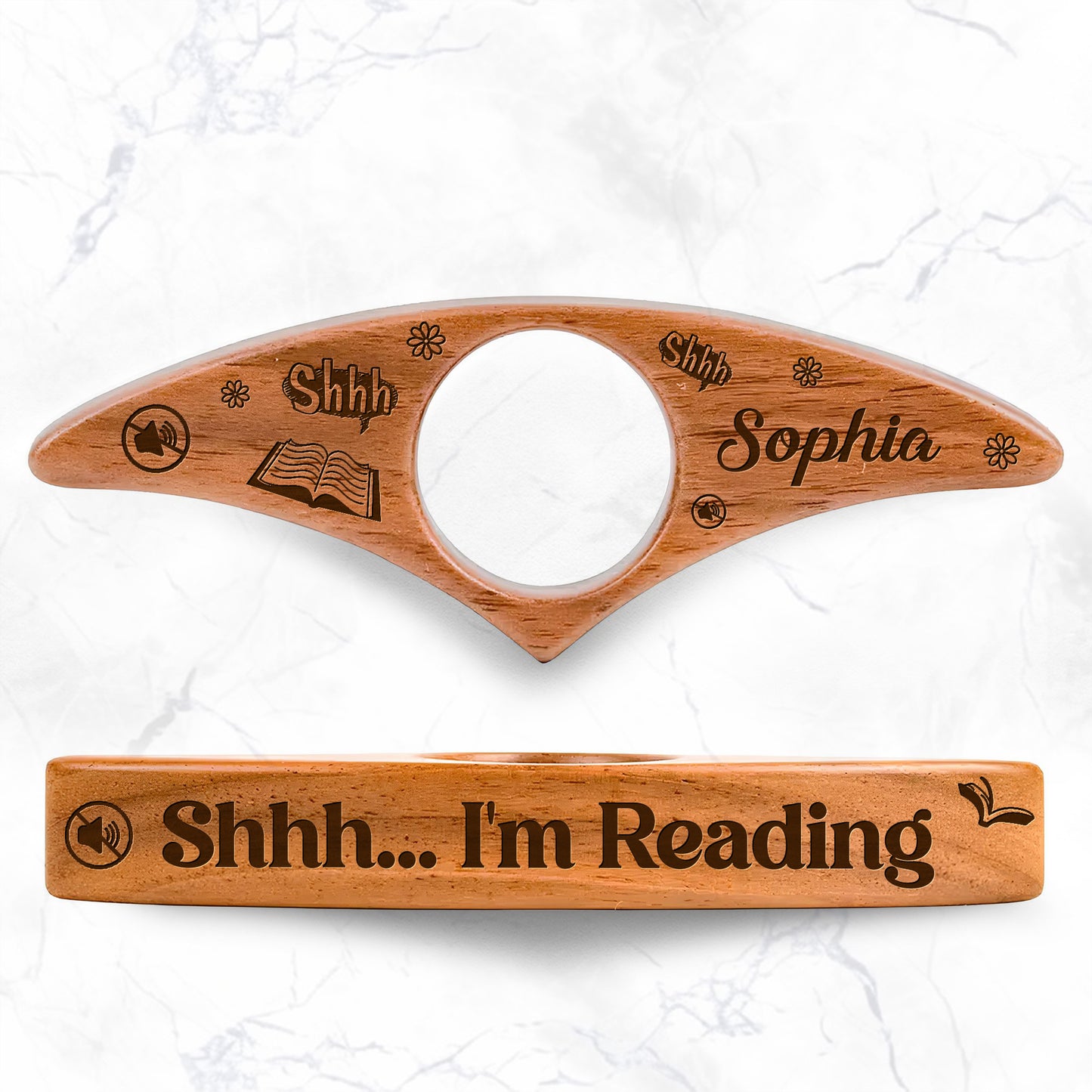 Shhh I'm Reading Engraved Wooden Page Holder