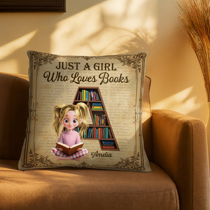 Just A Girl Who Loves Books, Girl And Bookshelf Design