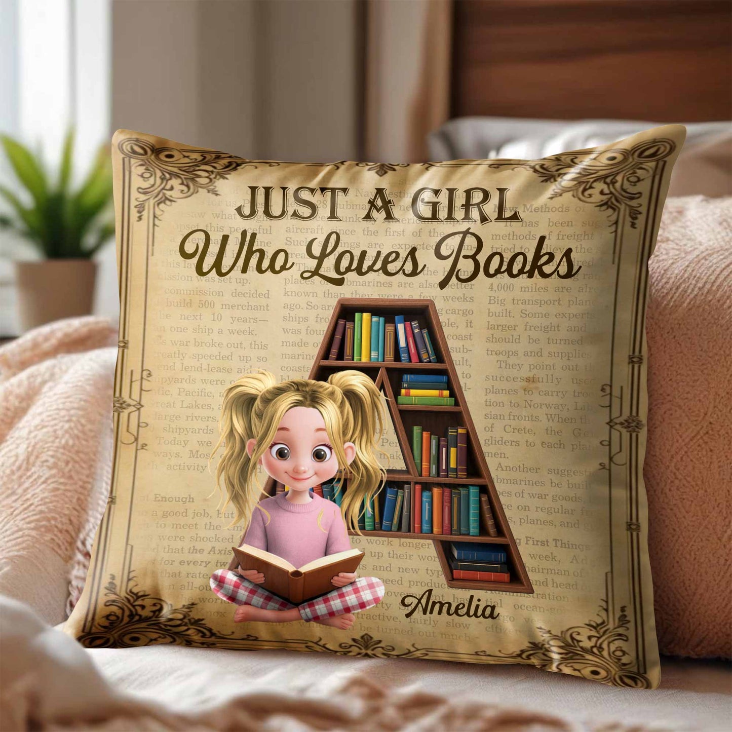 Just A Girl Who Loves Books, Girl And Bookshelf Design