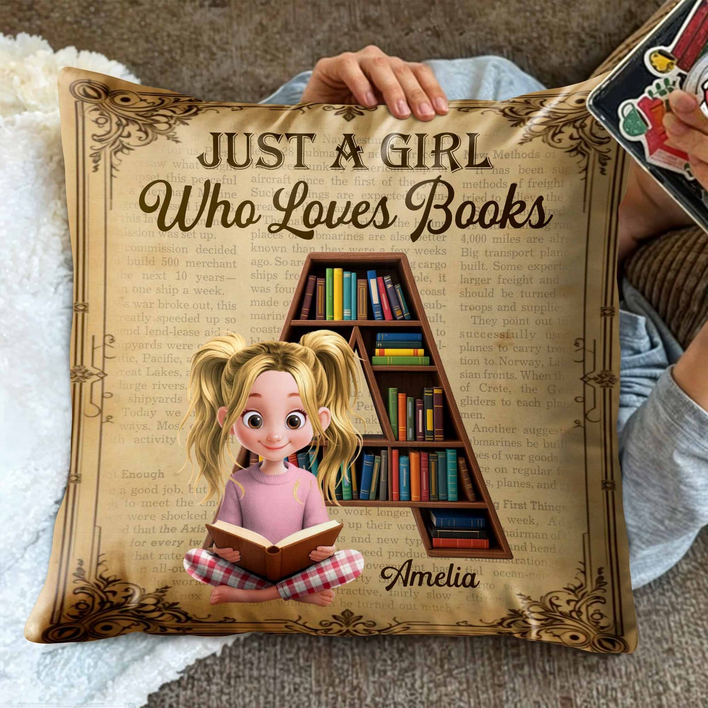 Just A Girl Who Loves Books, Girl And Bookshelf Design