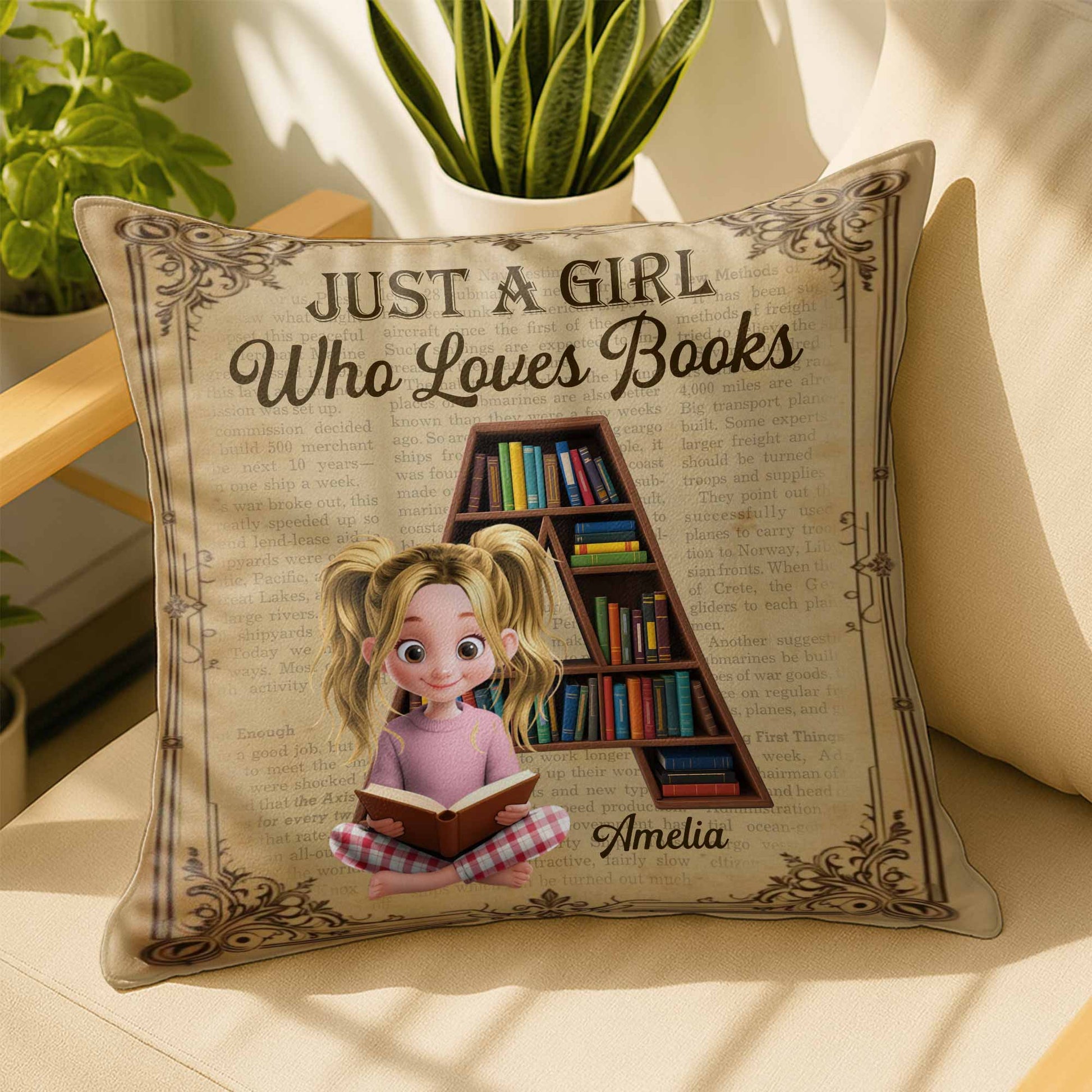 Just A Girl Who Loves Books, Girl And Bookshelf Design