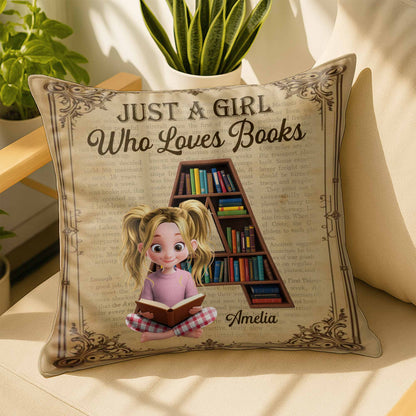 Just A Girl Who Loves Books, Girl And Bookshelf Design