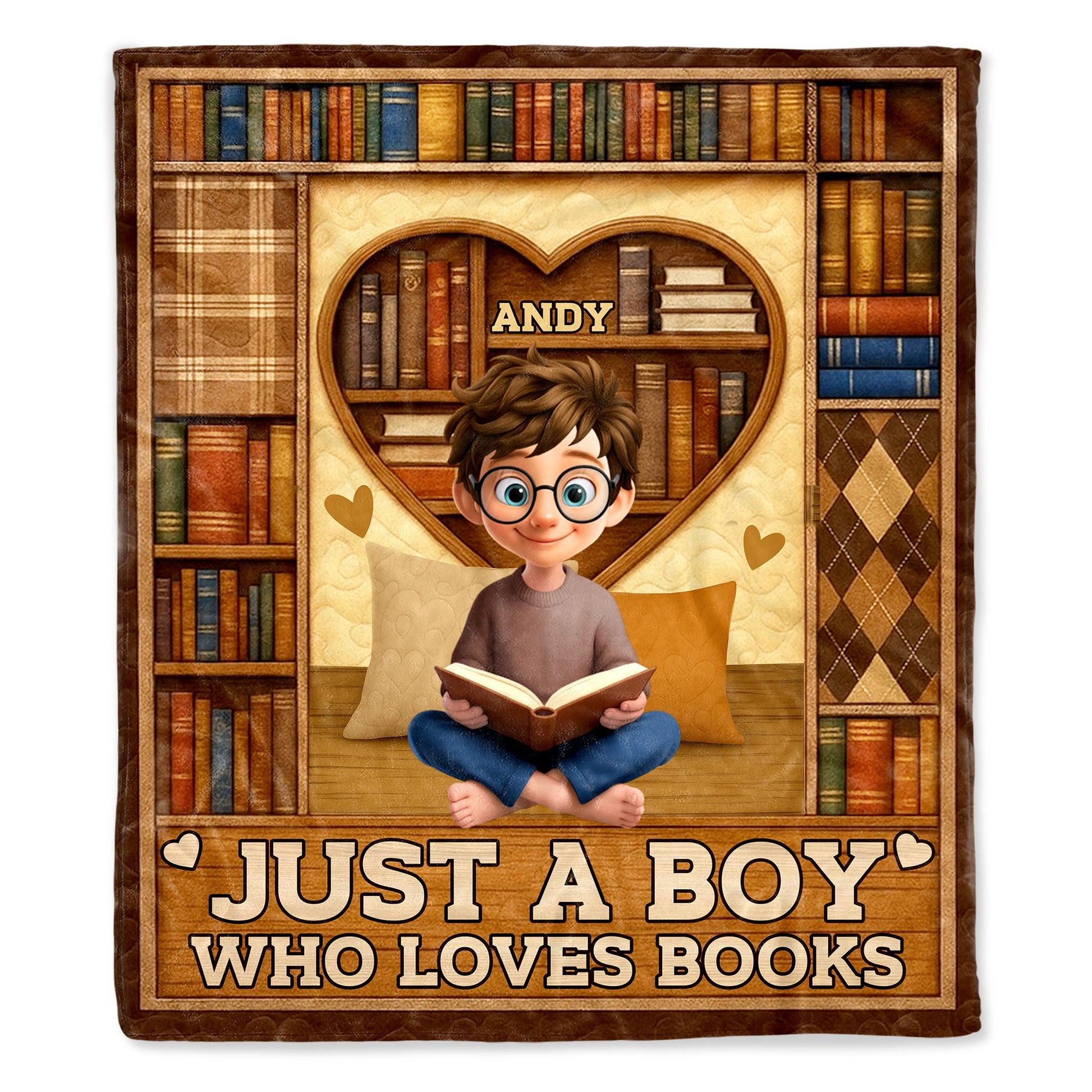 Just A Boy Who Loves Books, Heart And Books Design