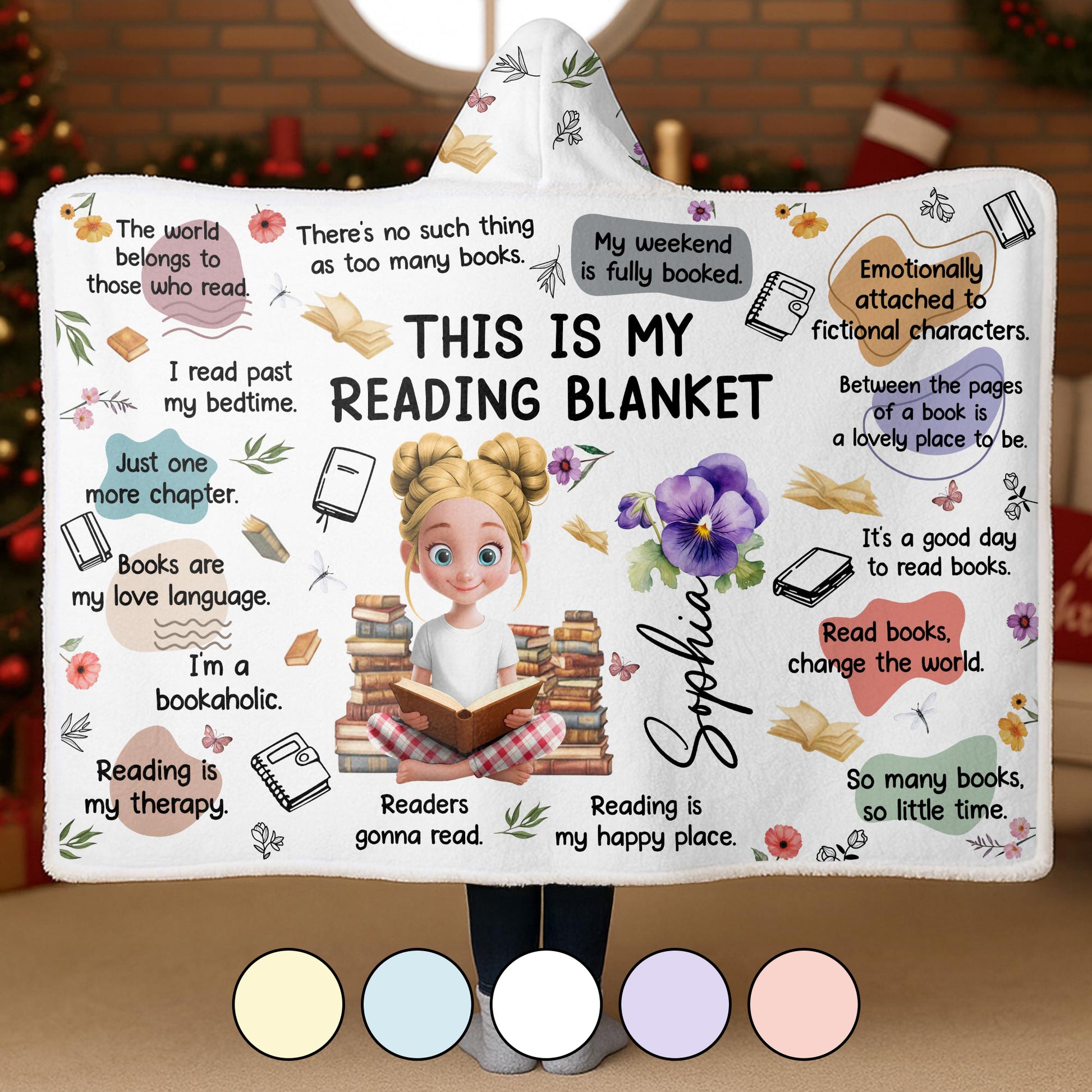 This Is My Reading Blanket With Books And Flowers