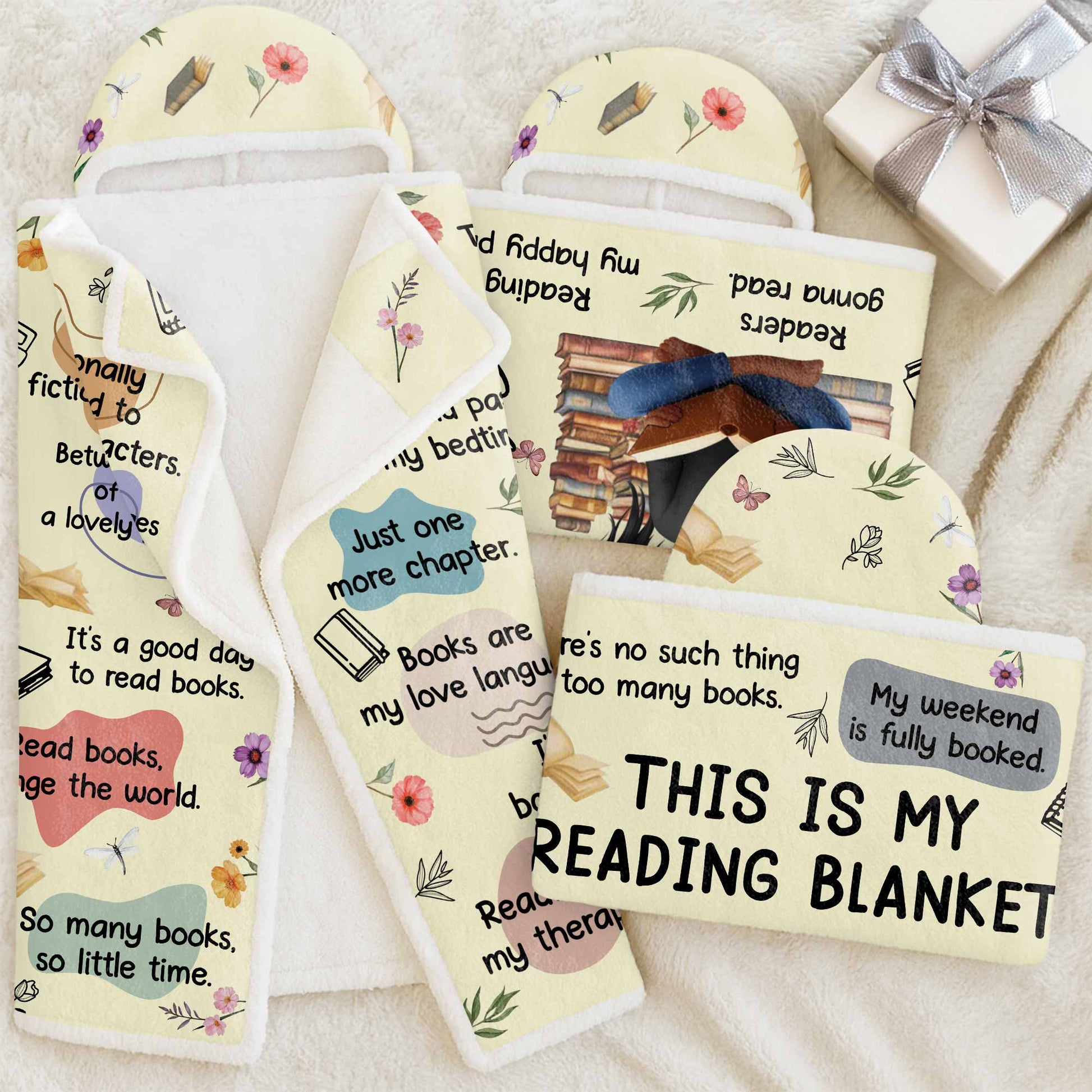 This Is My Reading Blanket With Books And Flowers
