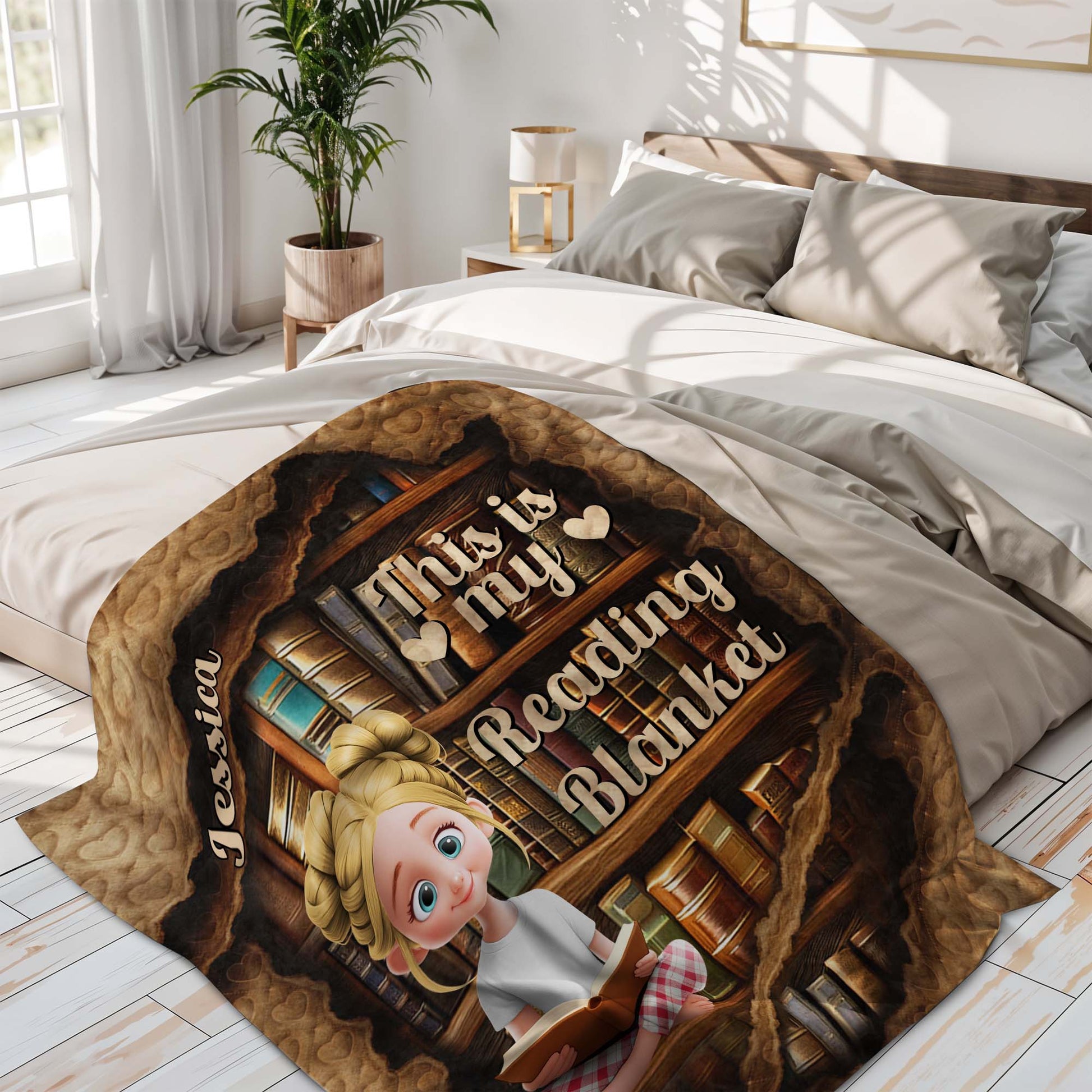 This Is My Reading Blanket Featuring Young Girl And Books