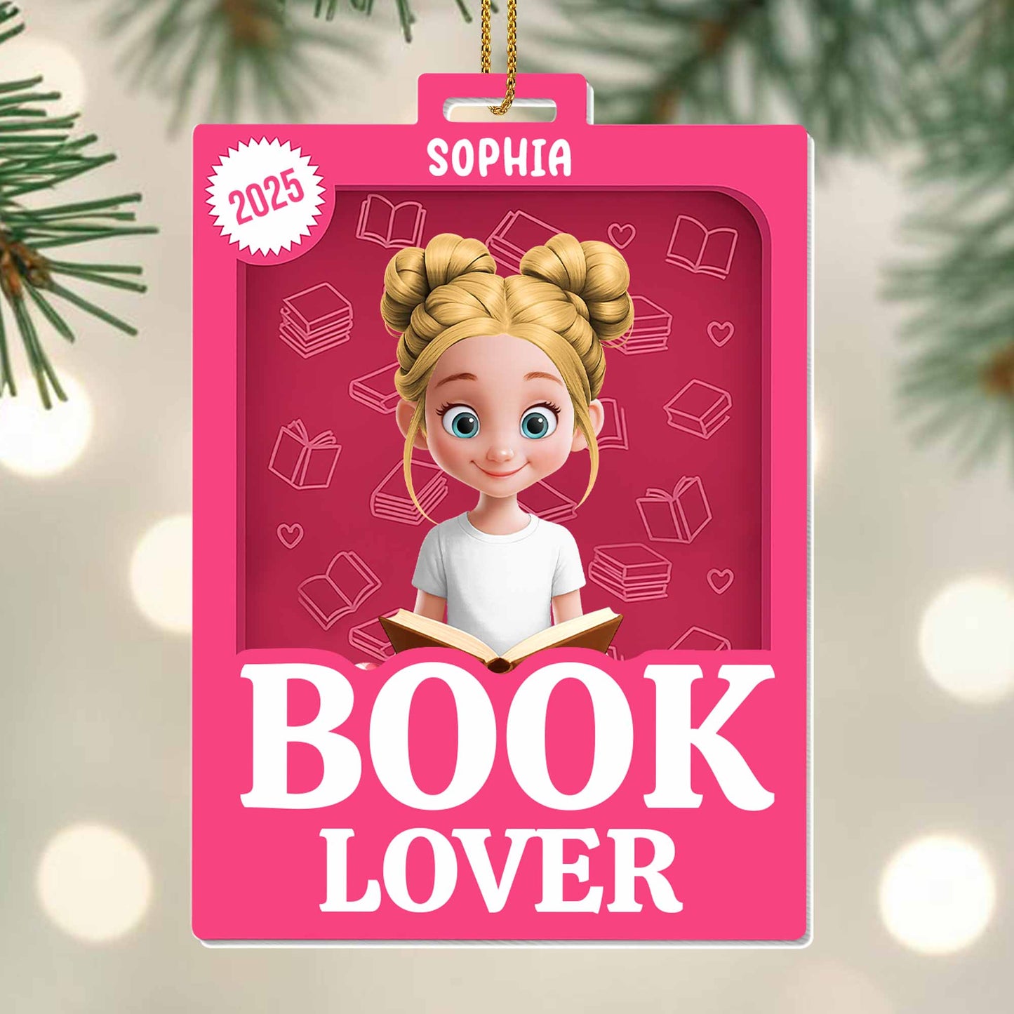Book Lover Featuring a Young Girl and Book - Personalized Custom Acrylic Ornament, Christmas Gift - BLV047_ACO