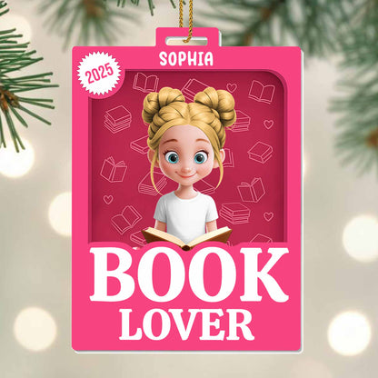 Book Lover Featuring a Young Girl and Book - Personalized Custom Acrylic Ornament, Christmas Gift - BLV047_ACO