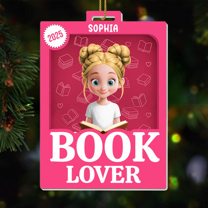 Book Lover Featuring a Young Girl and Book - Personalized Custom Acrylic Ornament, Christmas Gift - BLV047_ACO