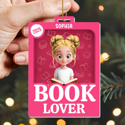Book Lover Featuring a Young Girl and Book - Personalized Custom Acrylic Ornament, Christmas Gift - BLV047_ACO