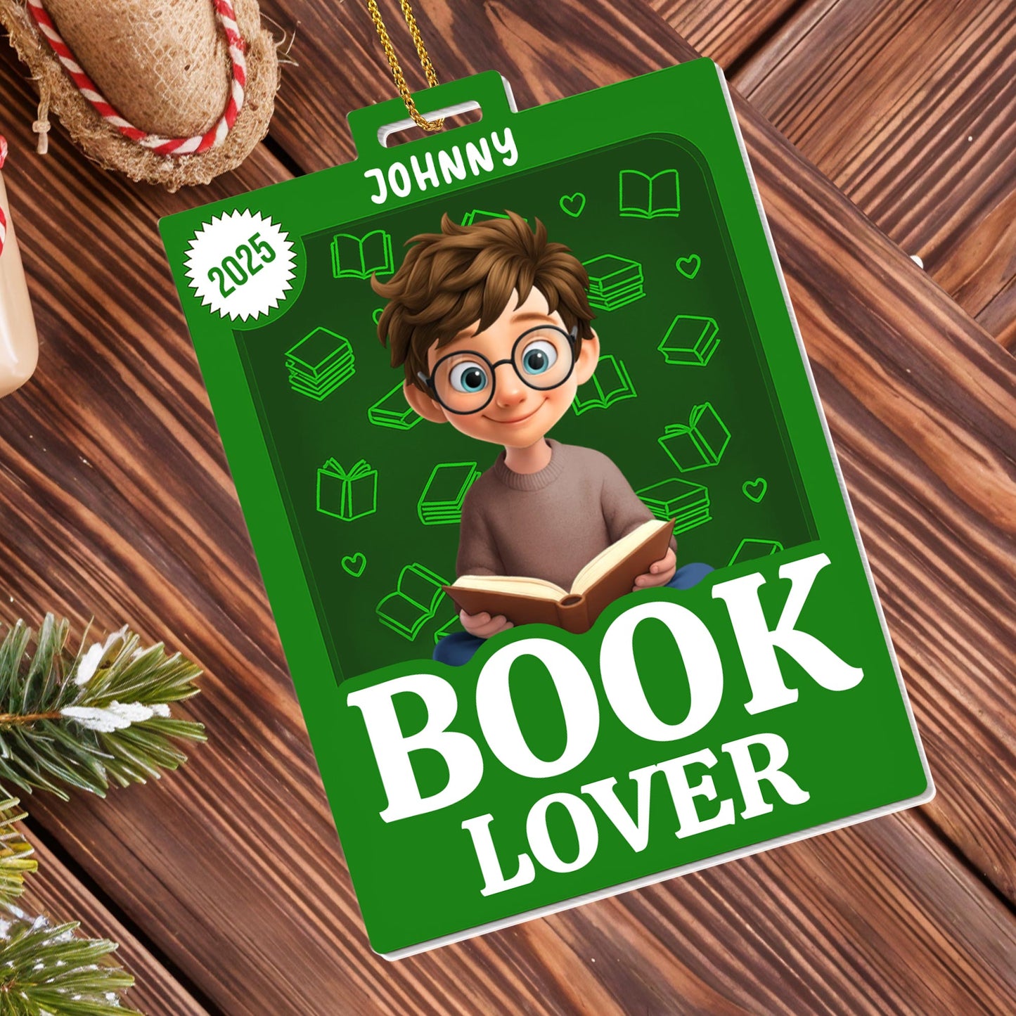 Book Lover Featuring a Young Girl and Book - Personalized Custom Acrylic Ornament, Christmas Gift - BLV047_ACO