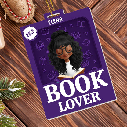 Book Lover Featuring a Young Girl and Book - Personalized Custom Acrylic Ornament, Christmas Gift - BLV047_ACO