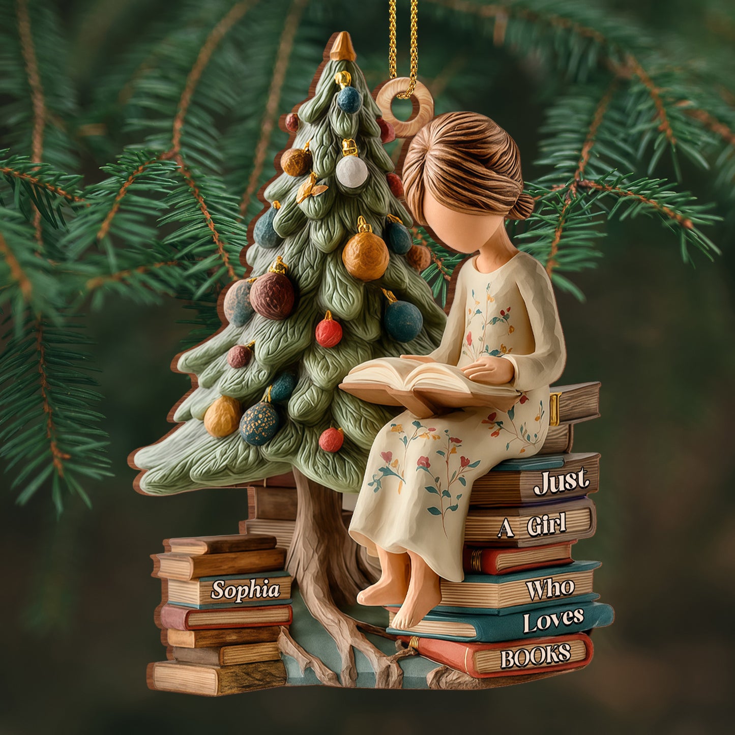Just A Girl Who Loves Books With Christmas Tree
