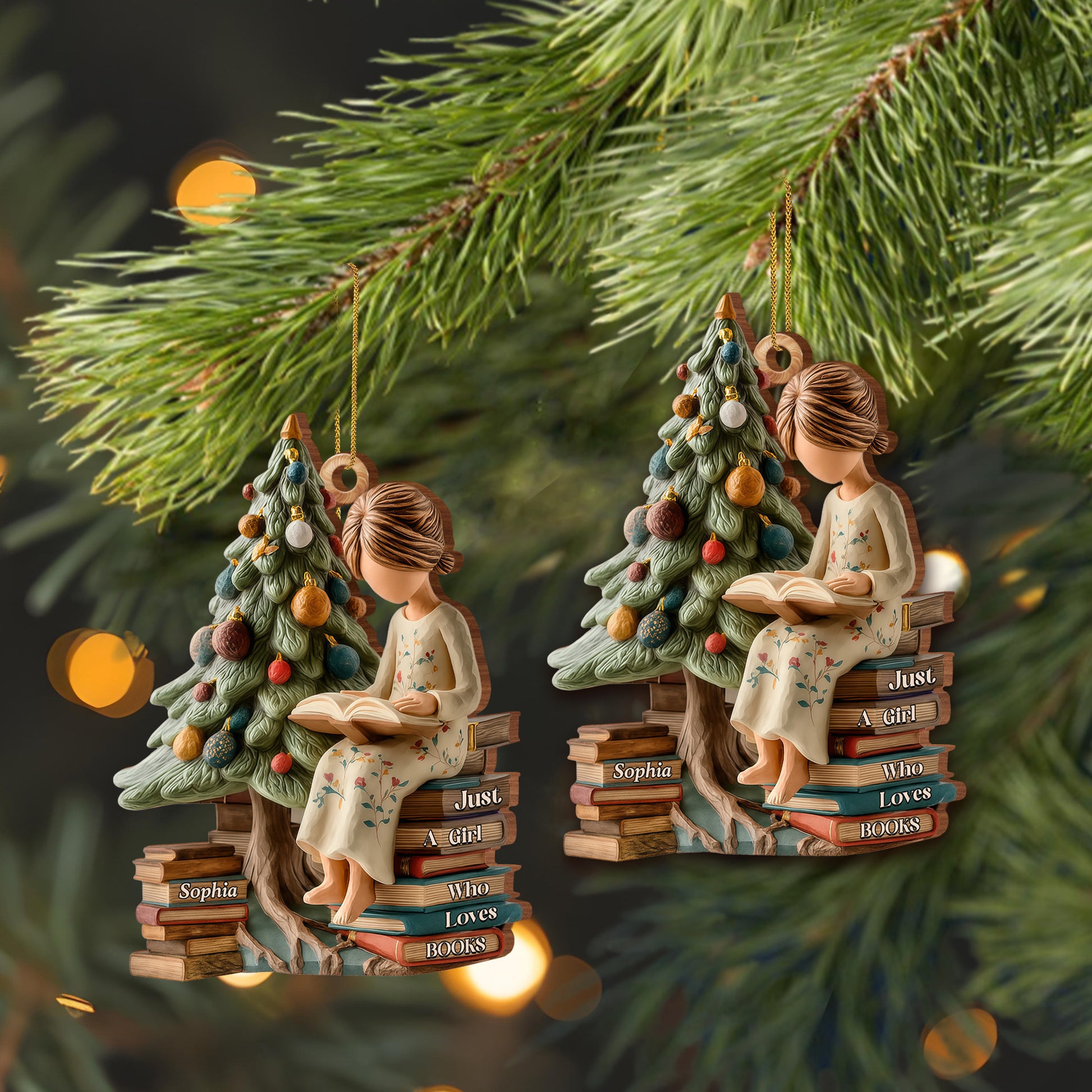 Just A Girl Who Loves Books With Christmas Tree