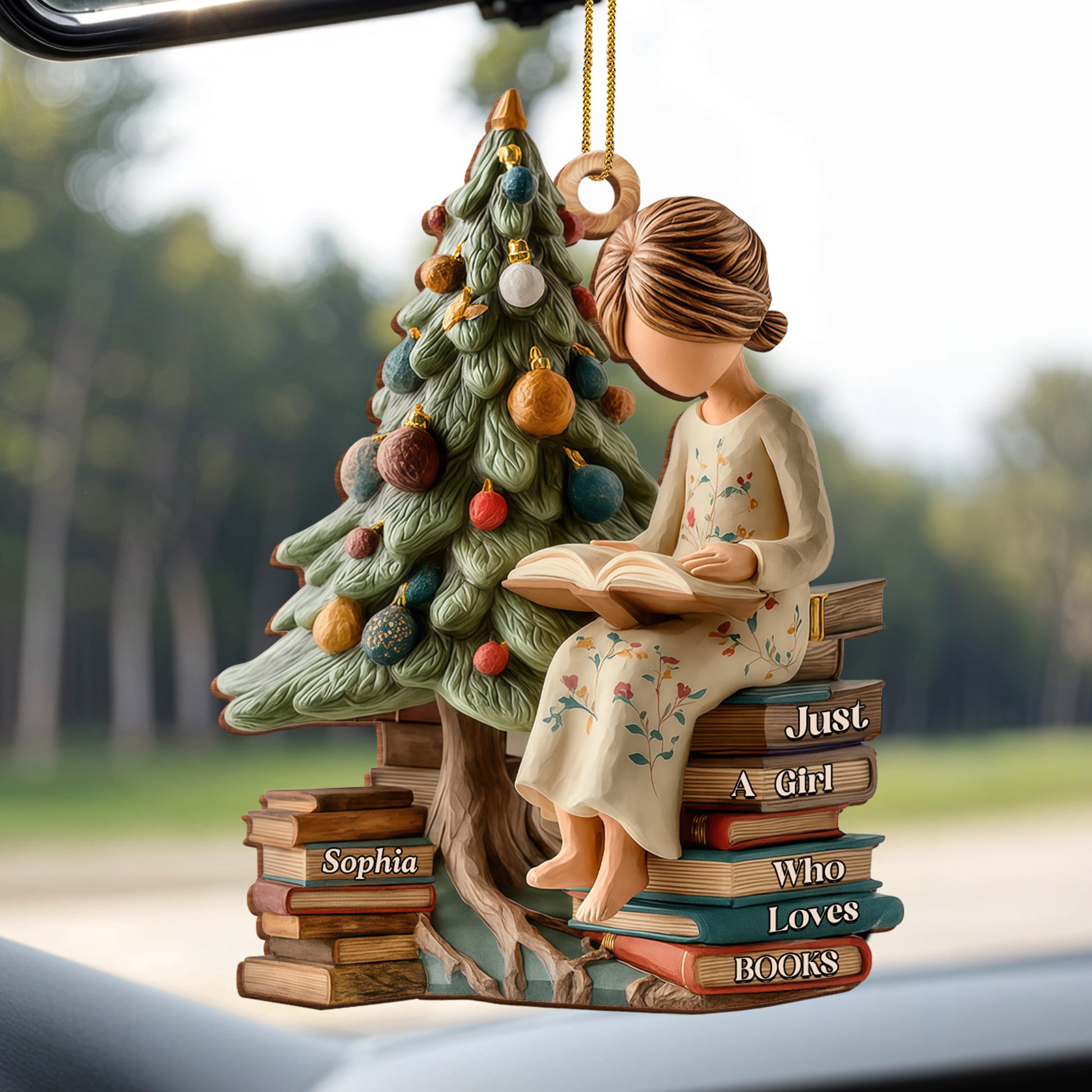 Just A Girl Who Loves Books With Christmas Tree