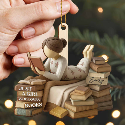 Just A Girl Who Loves Books Custom Ornament