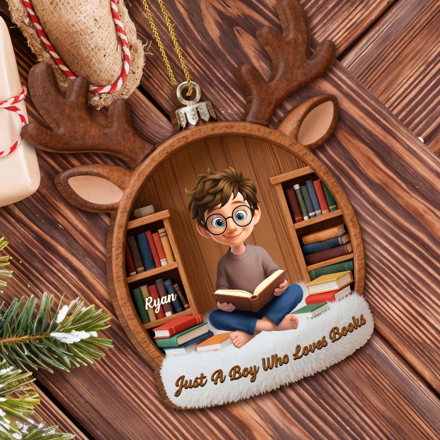 Just A Boy Who Loves Books, Reindeer Bookshelf Design