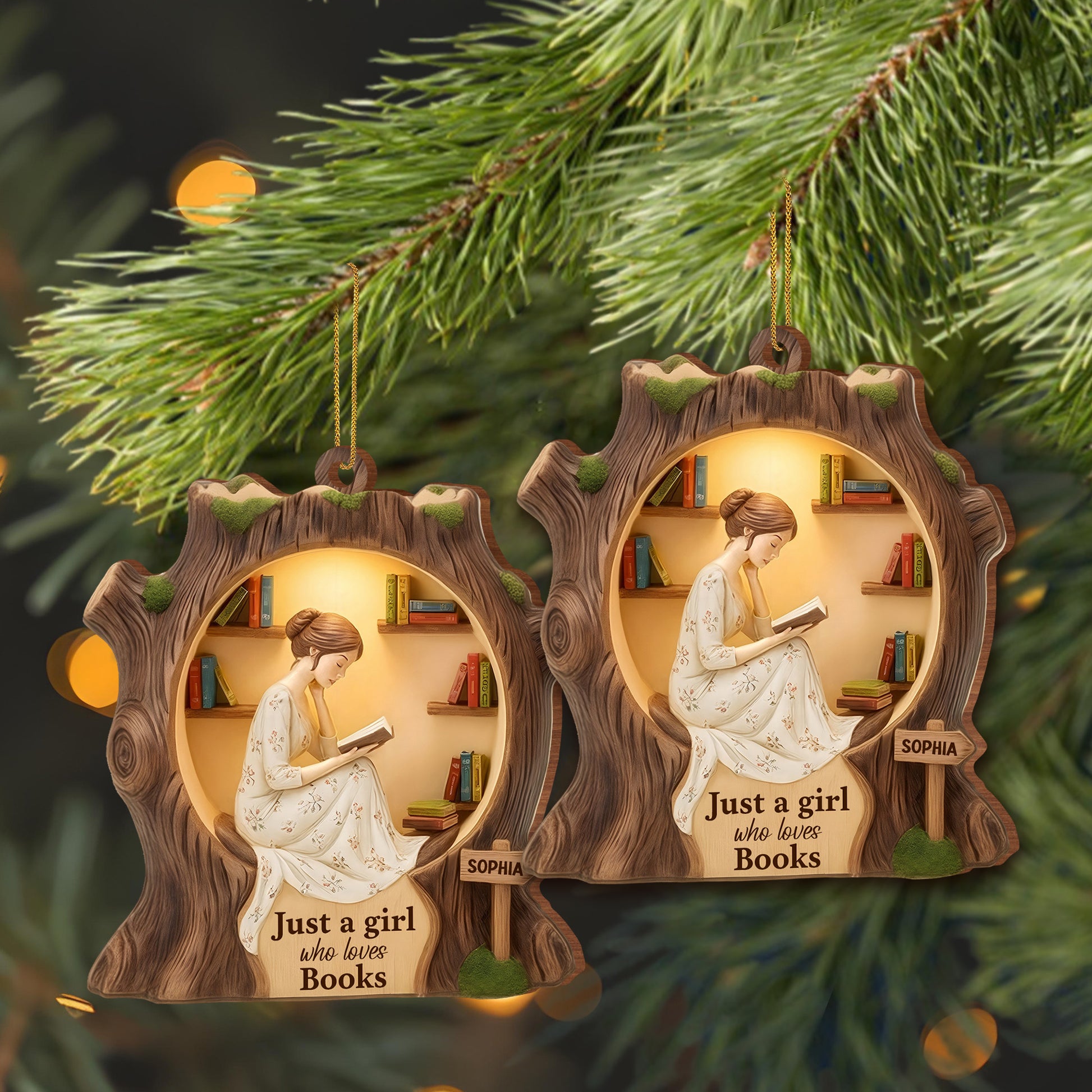 Just A Girl Who Loves Books With Tree Design