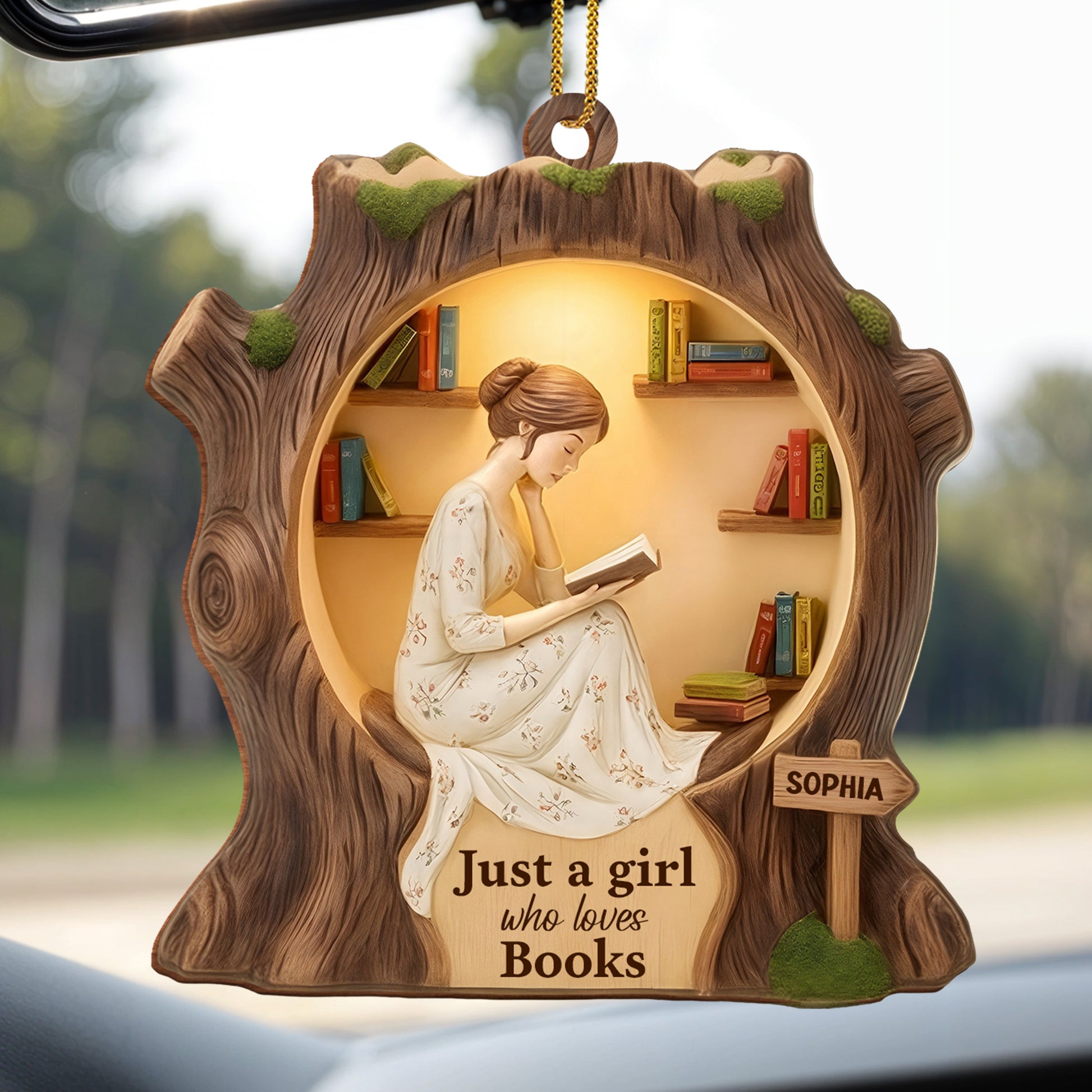 Just A Girl Who Loves Books With Tree Design