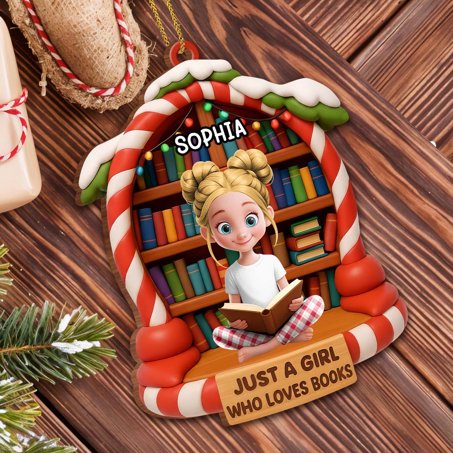 Just a Girl Who Loves Books, Personalized Ornament