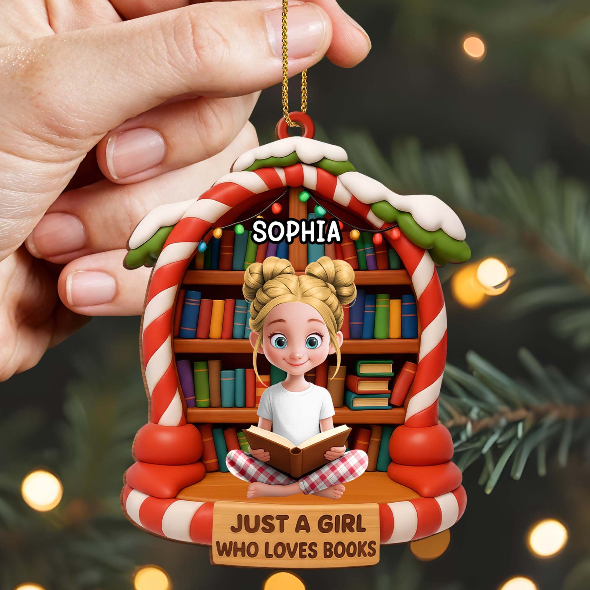 Just a Girl Who Loves Books, Personalized Ornament