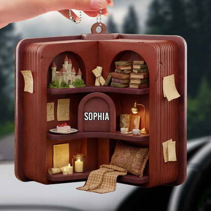 Miniature Library With Books, Castle, And Tea Set