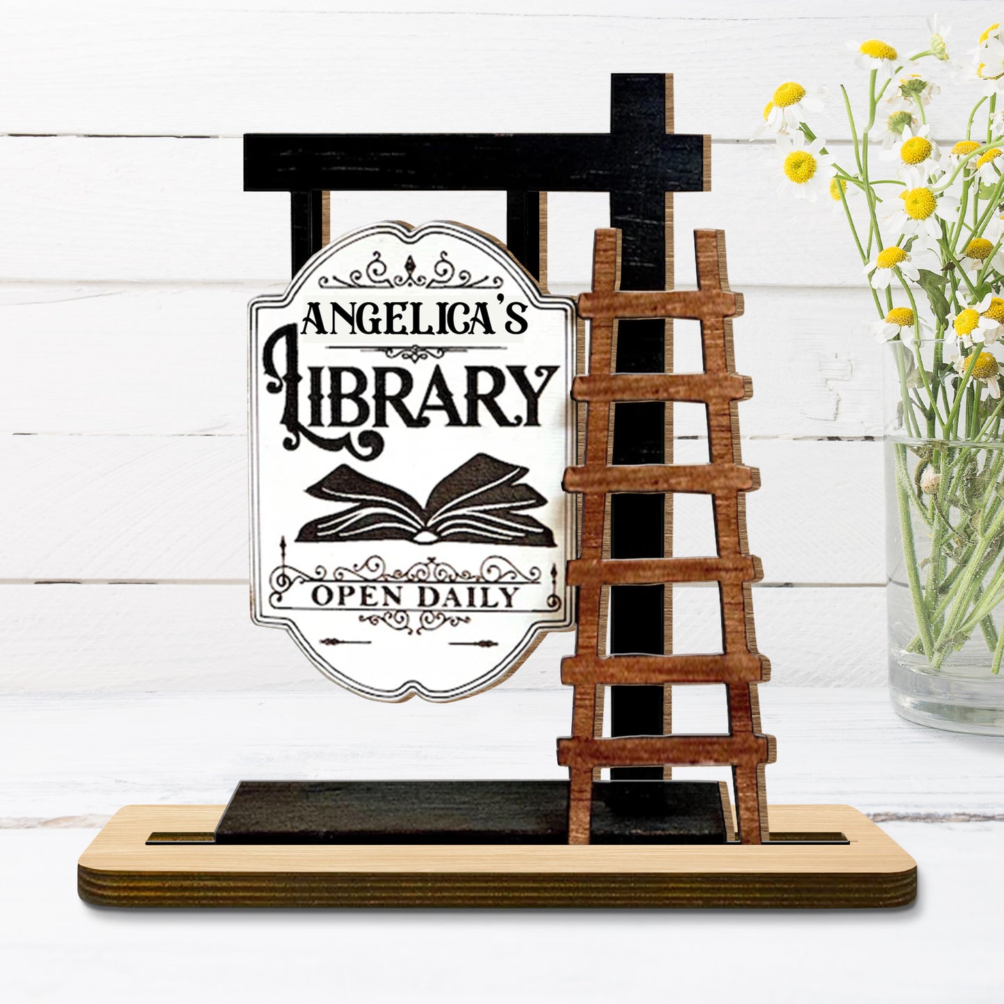 To My Beloved Open Daily at My Library, Book and Ladder Decor