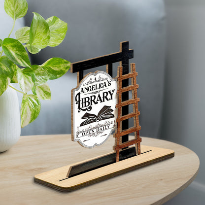 To My Beloved Open Daily at My Library, Book and Ladder Decor